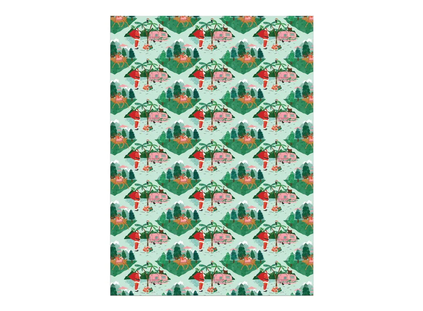 Santa Camper Wrapping Paper Rolls Red Cap Cards