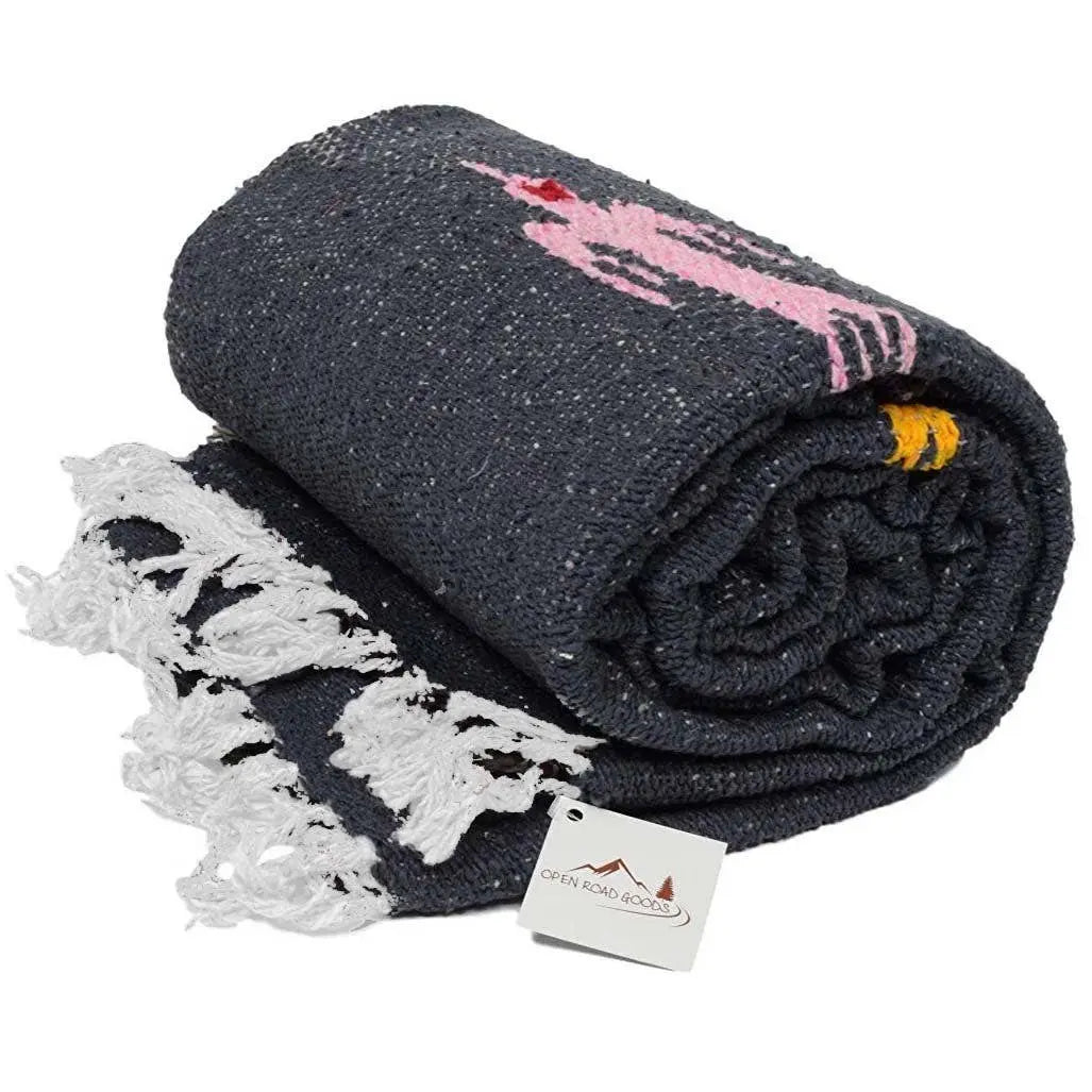 Charcoal Thunderbird Baja Blanket: Black West Path