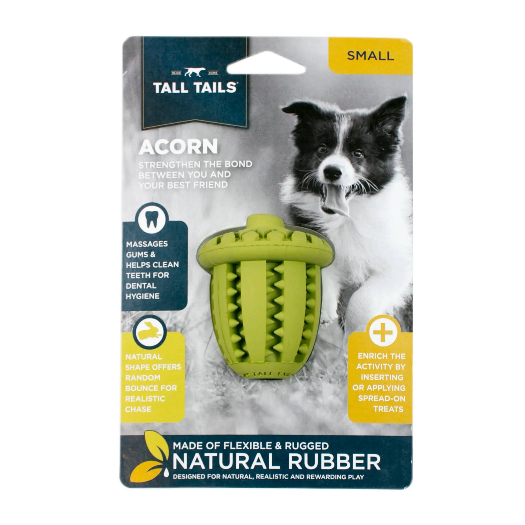 Natural Rubber Acorn Toy Tall Tails