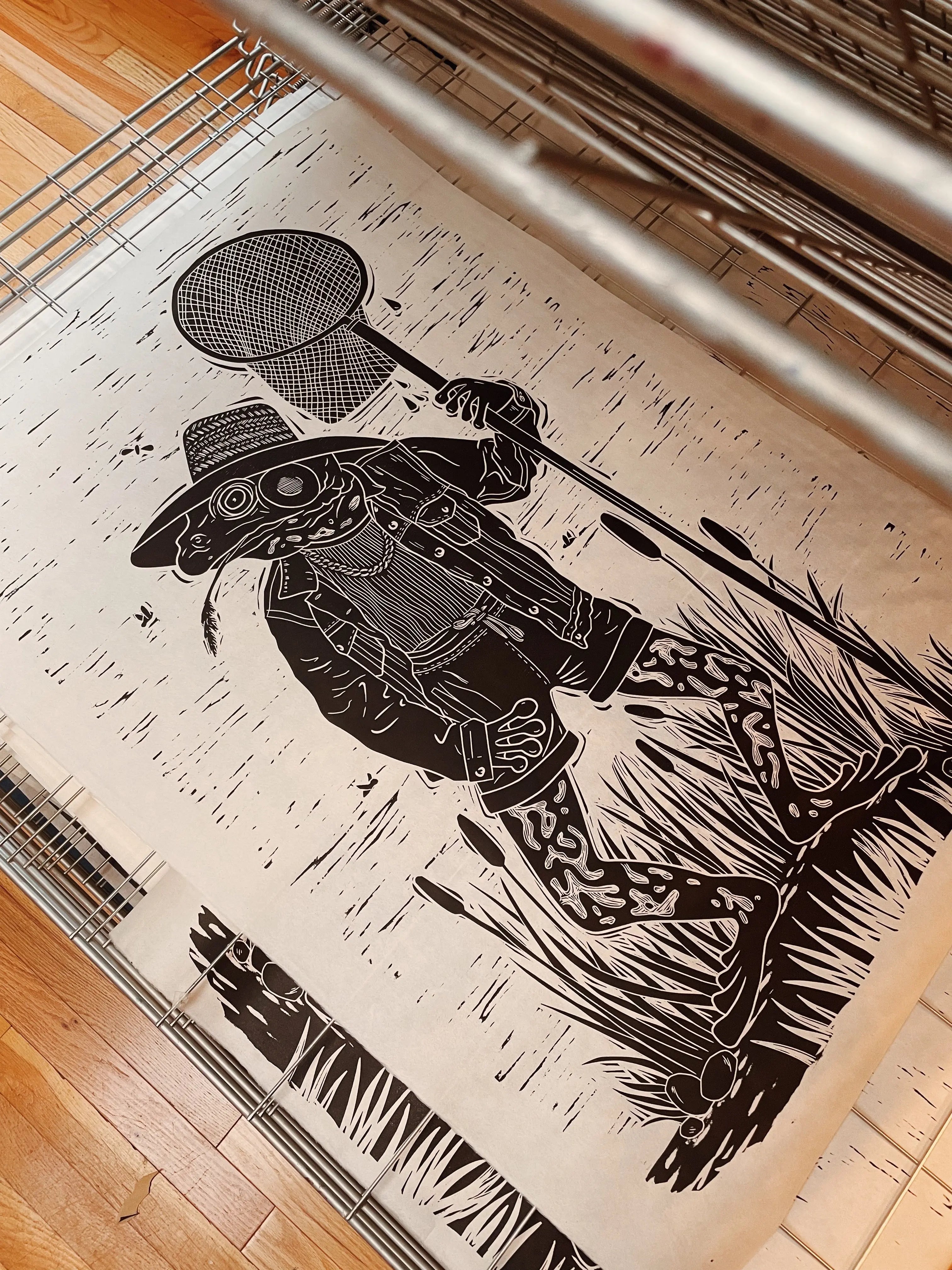 Froggin' Around Woodblock Print (Fly Fishin') Woosah Outfitters