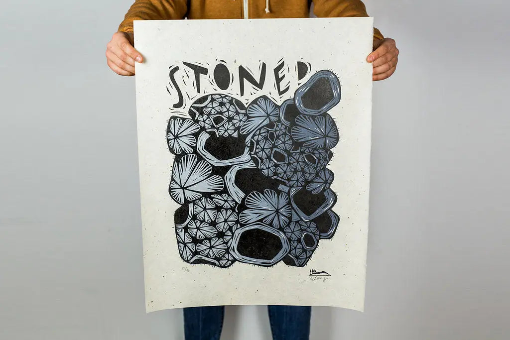 Stoned Woodcut Print Woosah Outfitters