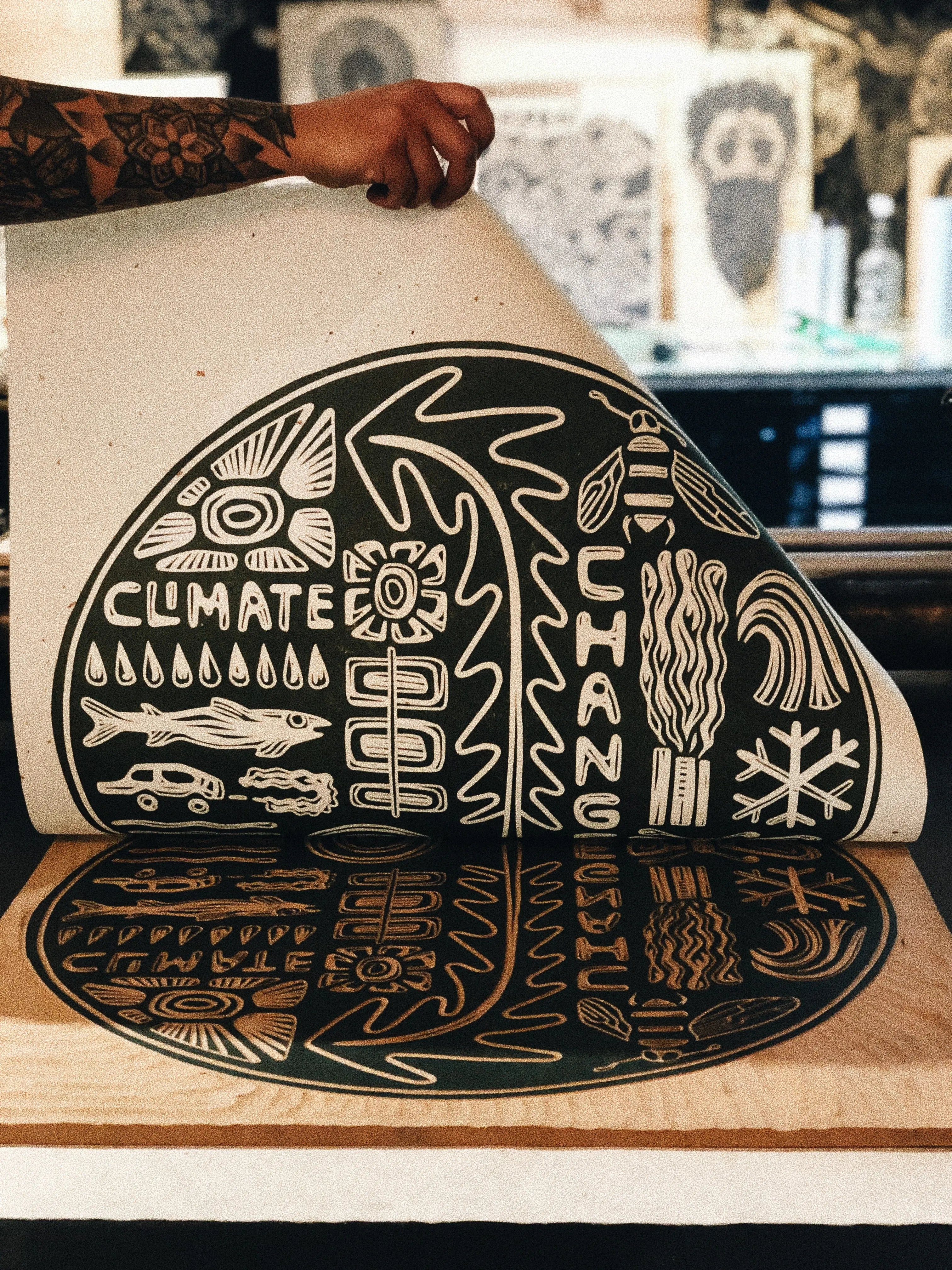 Climate Change Woodcut Print Woosah Outfitters