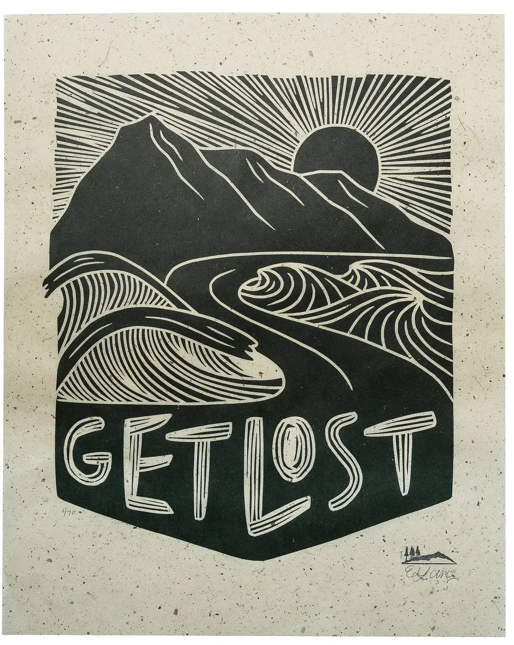 Get Lost Woodcut Print Woosah Outfitters