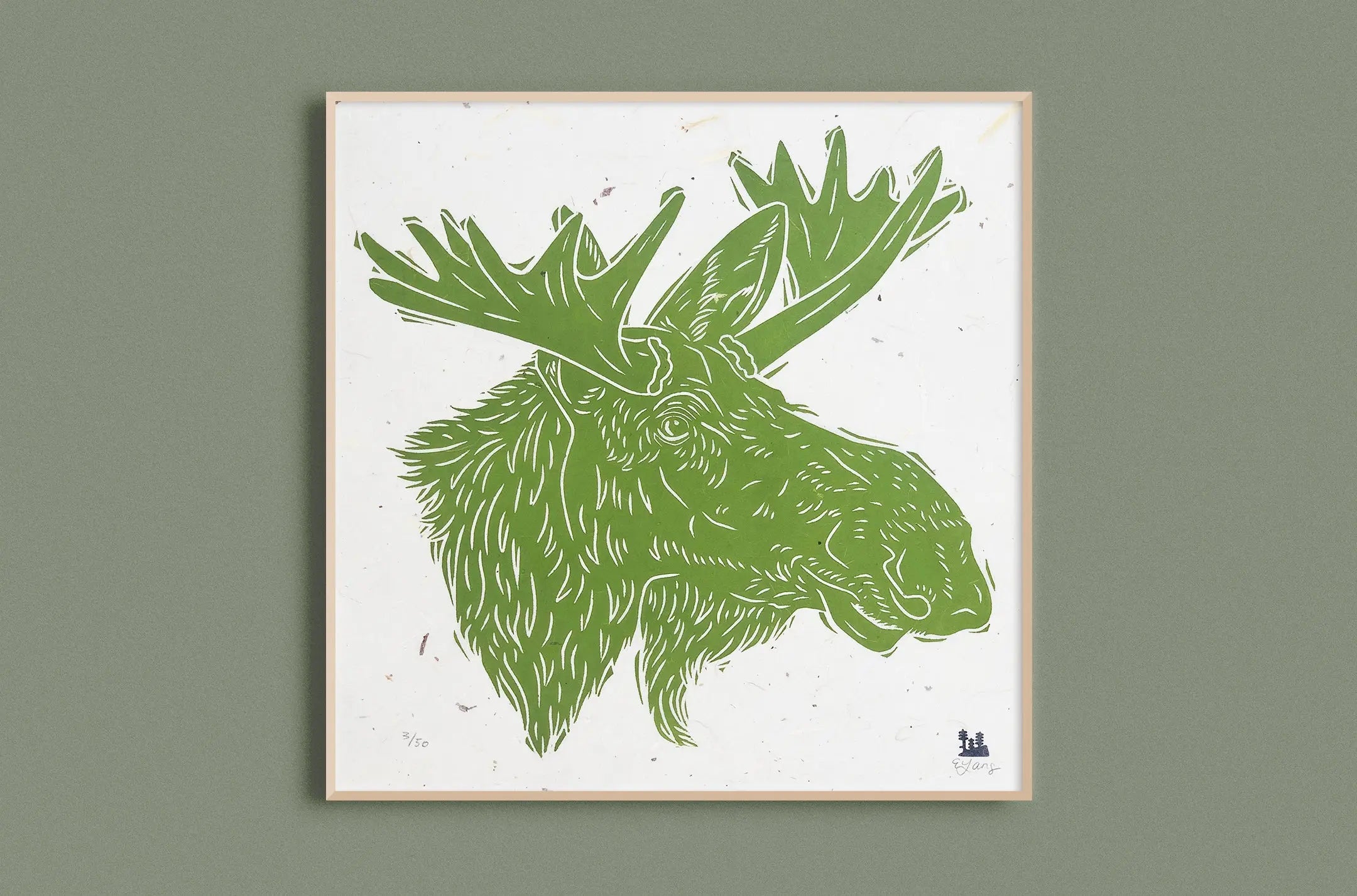 Moose Woodblock Print Woosah Outfitters